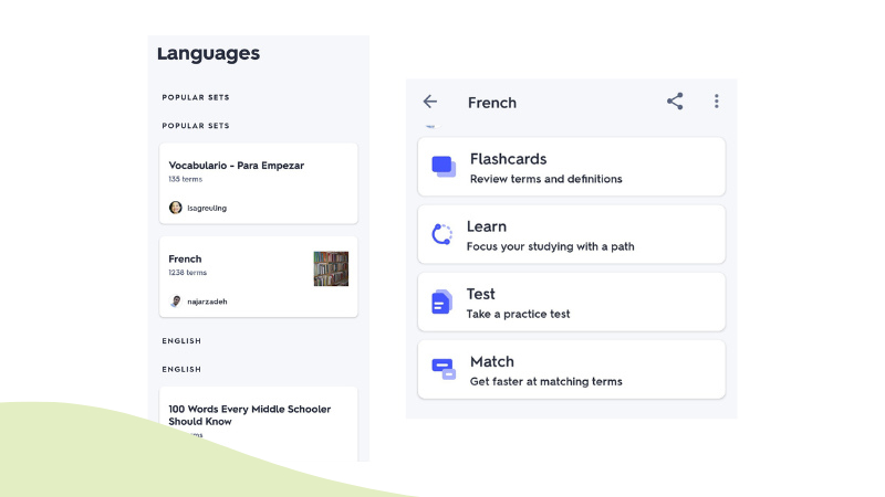 Quizlet Review cons Limited features for developing your language skills
