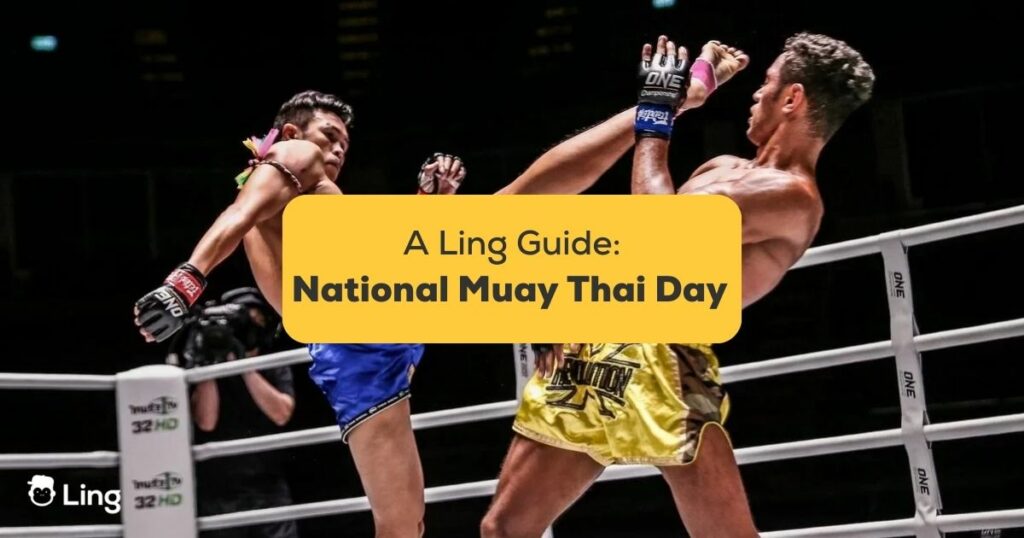 national muay thai day in thailand a photo of two Muay Thai fighters competing