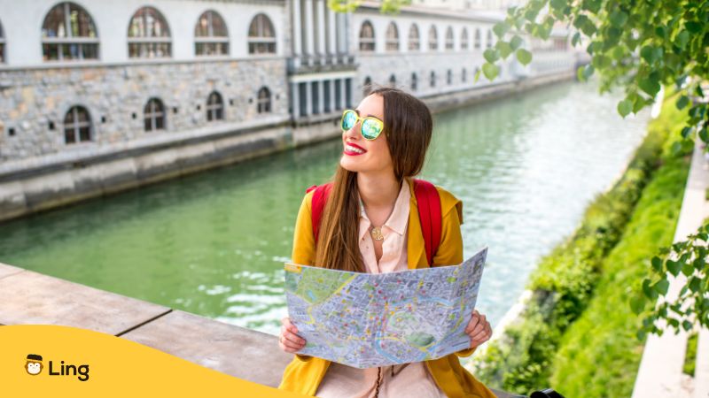 A tourist with a map for Slovenian Accent