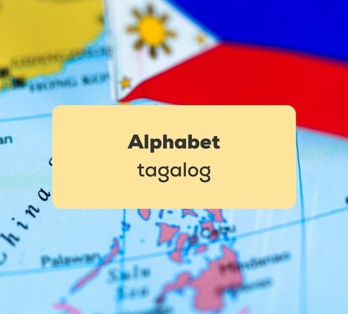 alphabet tagalog Drapeau des Philippines planté sur une carte du monde
