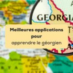 meilleures applications pour apprendre le géorgien Carte de la Géorgie avec loupe placée au-dessus de la Géorgie