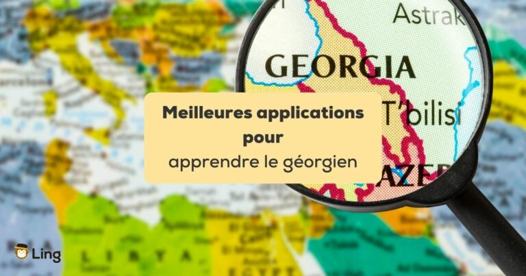 Meilleures Applications Pour Apprendre Le Géorgien Carte De La Géorgie Avec Loupe Placée Au-Dessus De La Géorgie