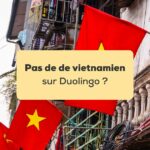Pas de vietnamien sur Duolingo Drapeaux du Vietnam accrochés sur des balcons de maisons