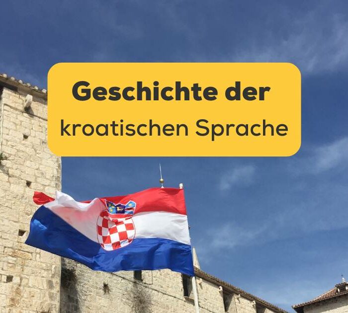 Kroatische Flagge weht im Wind. Entdecke die Geschichte der kroatischen Sprache und ihre 5 beeindruckenden Epochen!