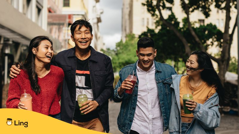 Gruppe Aus Freunden Beschimpfen Sich Aus Spaß Als Idiot (Babo). Lerne Mit Ling Koreanische Schimpfwörter