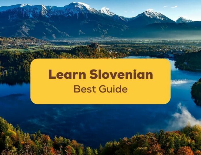 Learn Slovenian fast - Lake surrounded by trees with mountains in the back