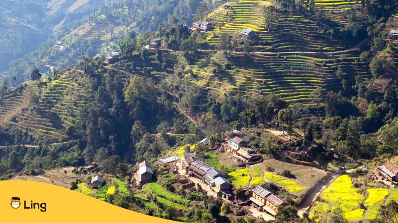 Nepalesische Landschaft. Lerne 10 Einzigartige nepalesische Wörter mit Ling!
