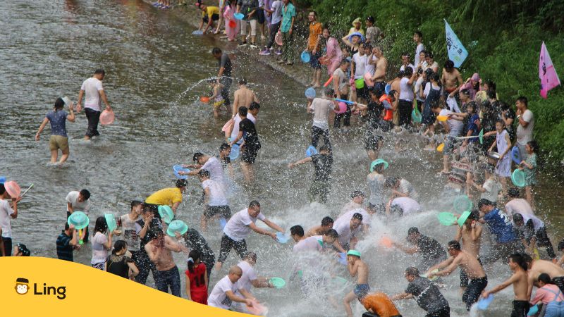 An image of people celebrating Songkran