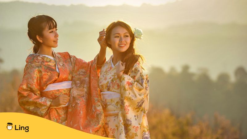 mother and daughter in kimonos