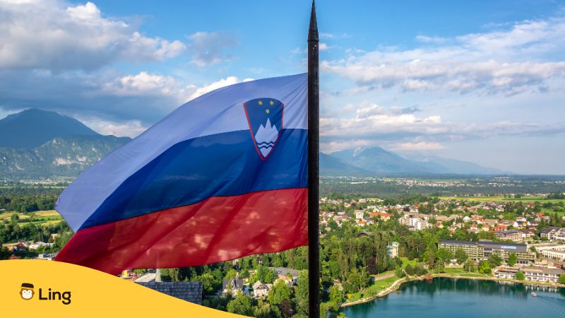 Slovenian flag above Slovenia