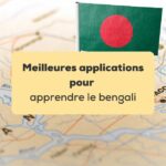 applications pour apprendre le bengali drapeau du Bangladesh miniature planté sur une carte du monde