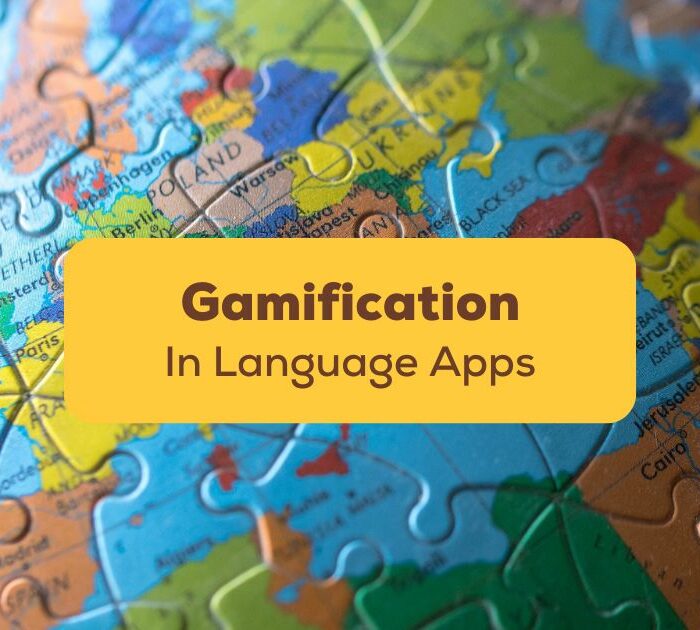 gamification in language apps against globe puzzle pieces
