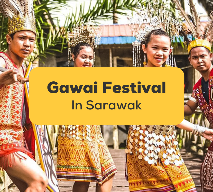 Iban Sarawak community celebrating Gawai Dayak festival with traditional costumes