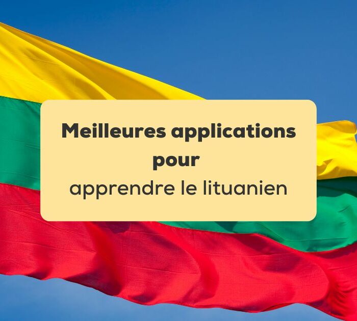 applications pour apprendre le lituanien Drapeau de la Lituanie flottant devant un ciel bleu