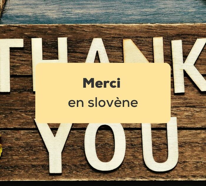 merci en slovène Panneau en bois sur lequel il est écrit merci