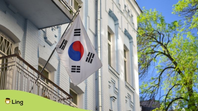 Bandera De Corea Del Sur En Un Edificio