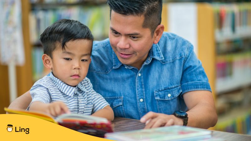 An Asian Parent Is Teaching His Son Urdu