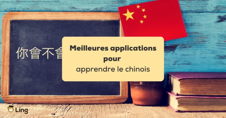 Applications Pour Apprendre Le Chinois Tableau Noir Sur Lequel Il Est Écrit Parlez Vous Chinois Avec Un Drapeau Chinois Devant