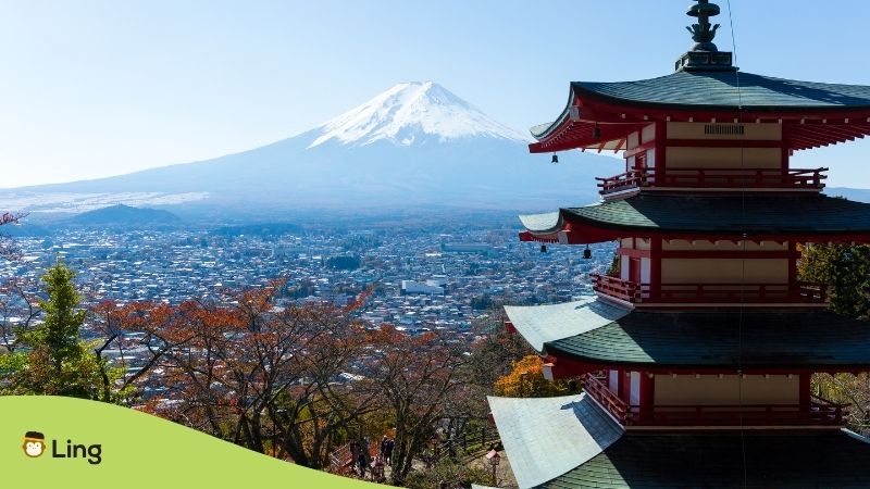 Monte Fuji Y Pagoda Japonesa En Japón