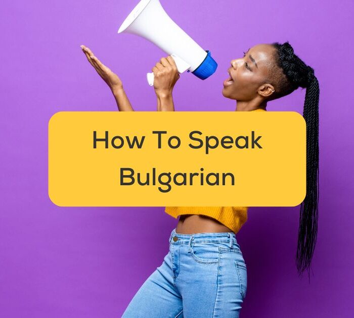 Woman speaking on a megaphone