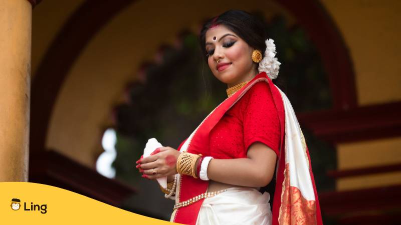 Frau Spricht Ein Gebet Am Ganges