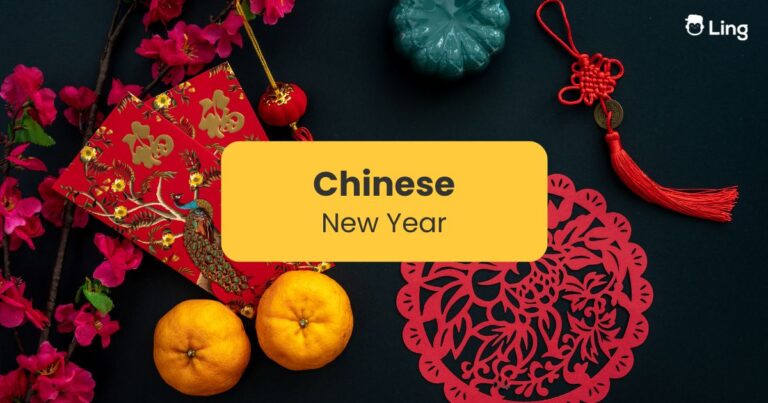 Chinese New Year Written Against A Background With Traditional Chinese Motifs