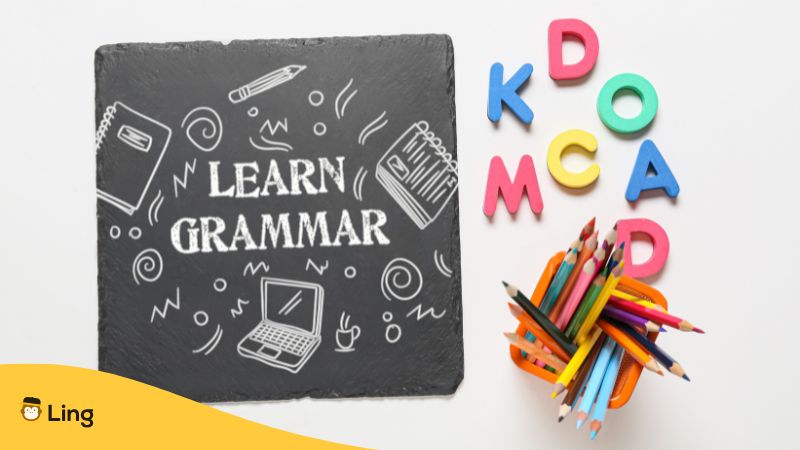 Learn Grammar Banner With Alphabets Placed On The Right Side