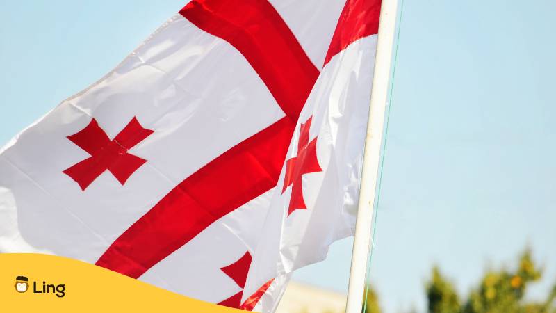 Die Georgische Flagge Weht Im Wind