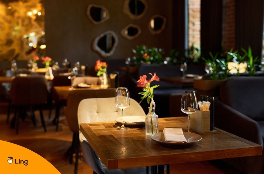 Restaurant Table With Flowers