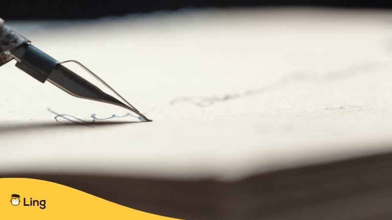 Close-Up Of A Fountain Pen Writing A Letter