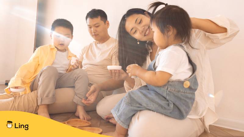 Koreanische Eltern Mit Ihren Kindern