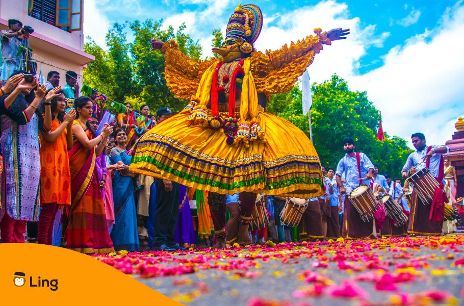 Traditional Indian Dancer Performing During A Colorful Cultural Festival