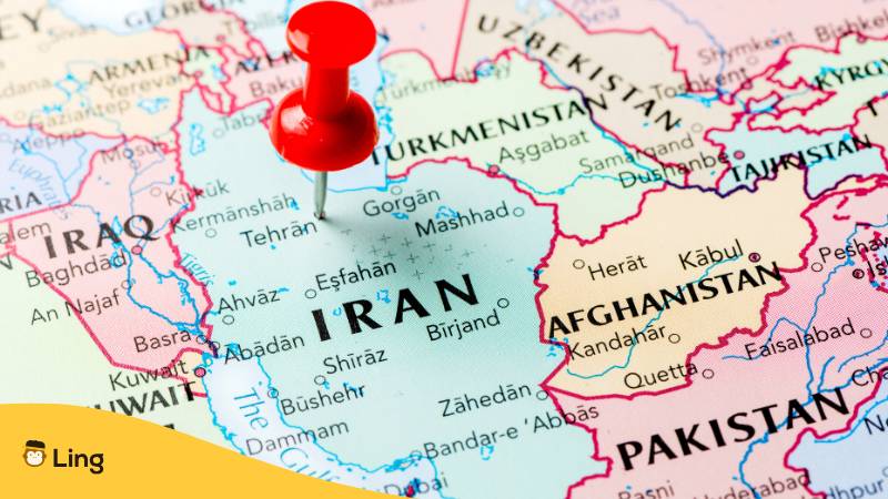 Pinnnadel, Welche In Einer Landkarte Des Iran Steckt