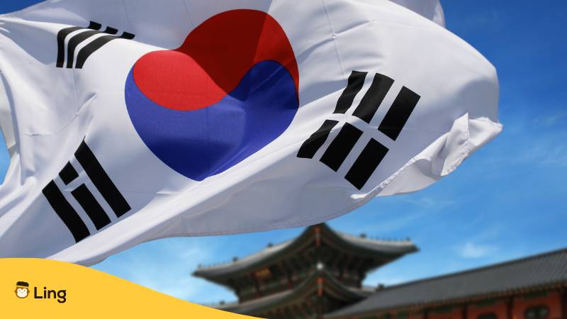 Südkoreanische Flagge Vor Dem Gyeongbokgung Palast