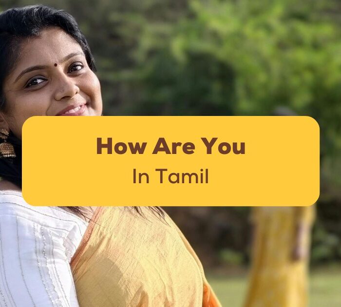 A portrait of an elegant, smiling woman wearing yellow saree in Tamil Nadu - How Are You In Tamil