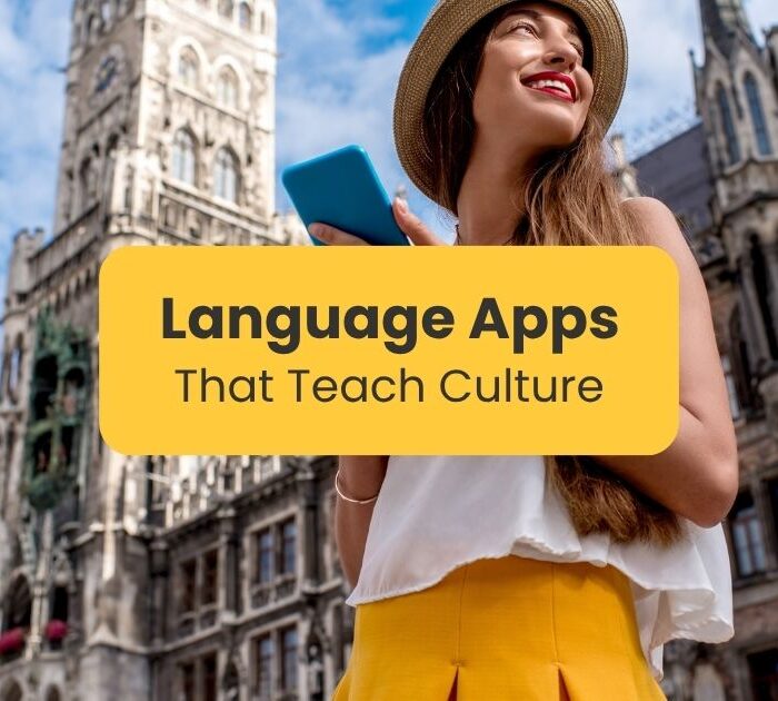 Woman traveling holding her phone - Language apps that teach culture