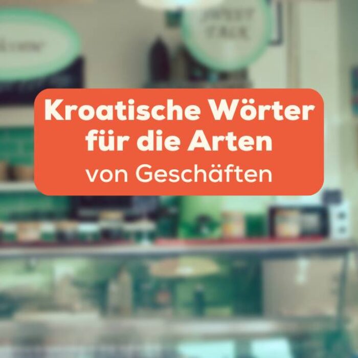 Unscharfes Bild einer Konditorei in Kroatien. Entdecke kroatische Wörter für die Arten von Geschäften