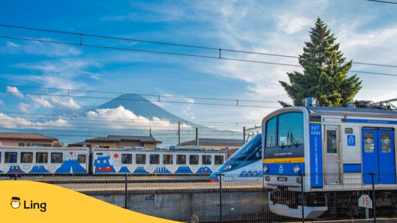 Blaue Japanische Züge