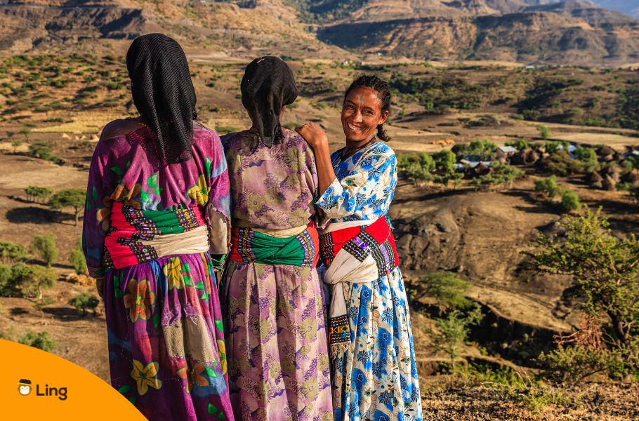 Young African Women Looking At The View In Ethiopia