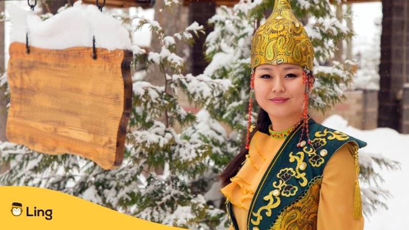 Kazakh Woman In Traditional Clothing