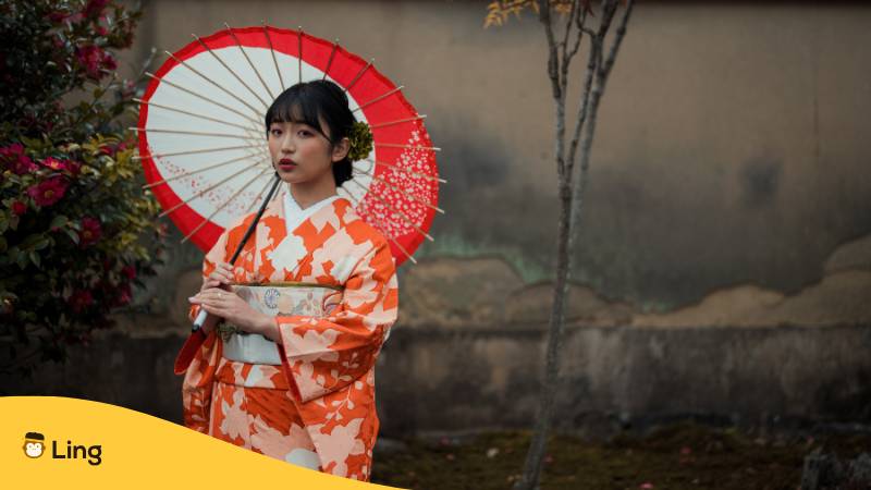 Japanerin Trägt Kimono