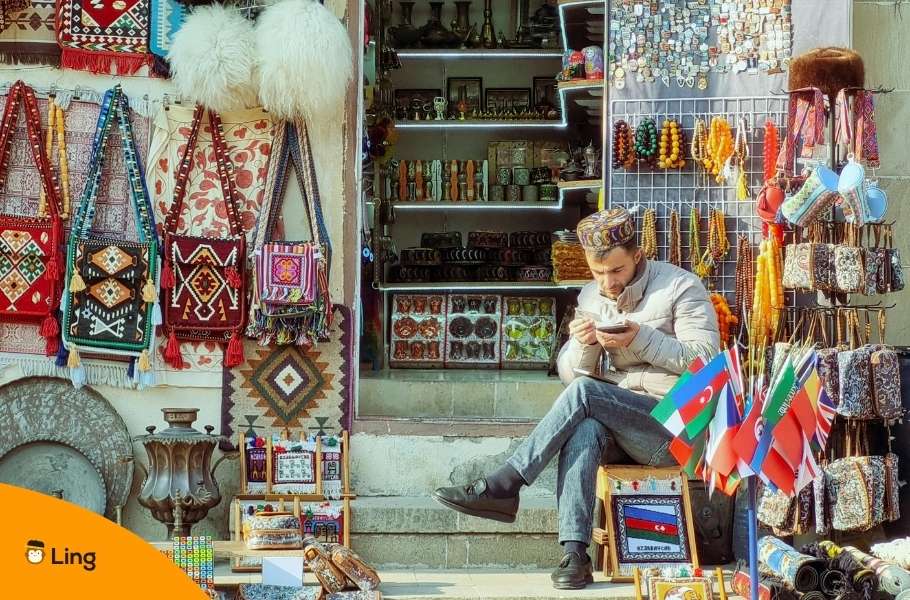 A Photo Of An Azerbaijani Shop And Its Owner