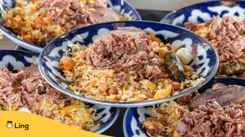 Freshly Cooked Plov For Wedding In Uzbekistan