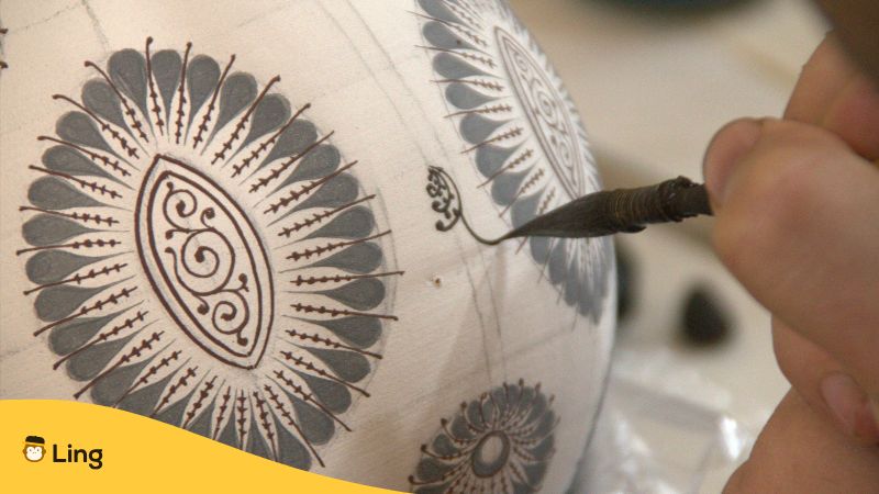 Image Of A Traditional Ceramic Art Hand Painting