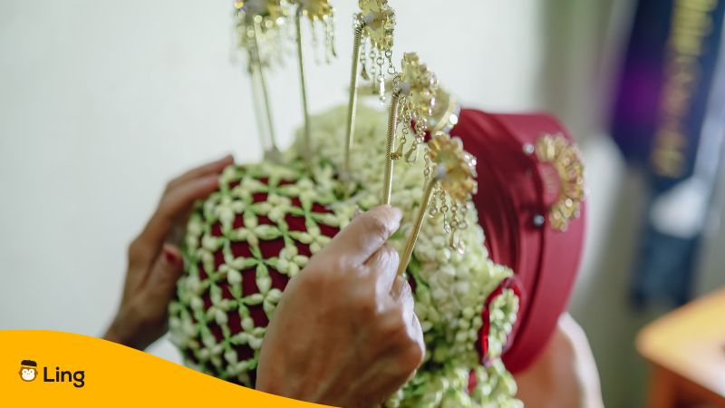 Traditional Javanese Wedding Headgear For The Bride