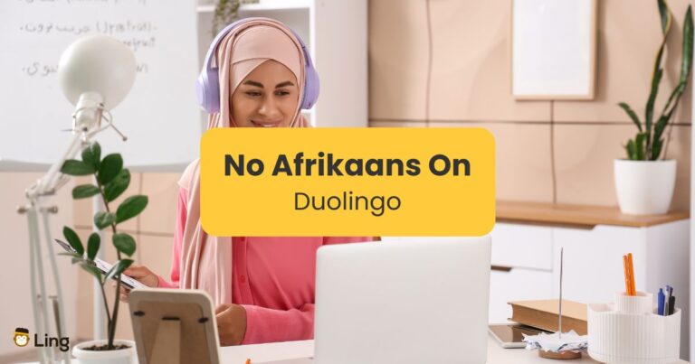 A Girl Is Learning Language Online - No Afrikaans On Duolingo - Ling App