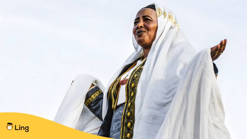 Äthiopische Frau Traditioneller Kleidung
