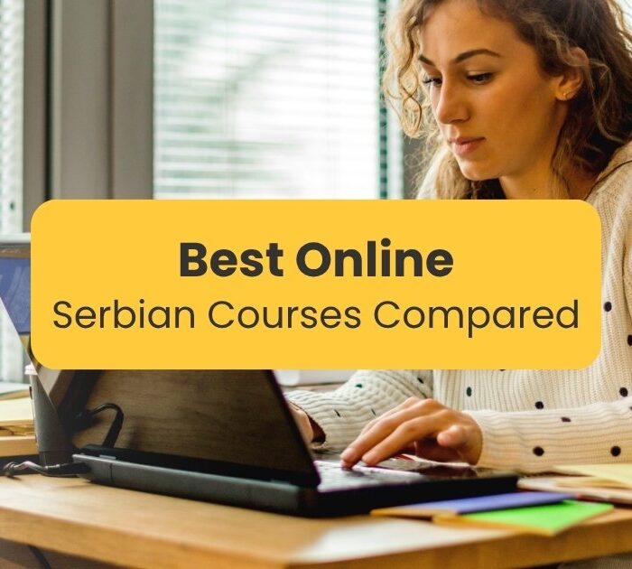 Best online Serbian courses compared - Woman learning a language online on a laptop