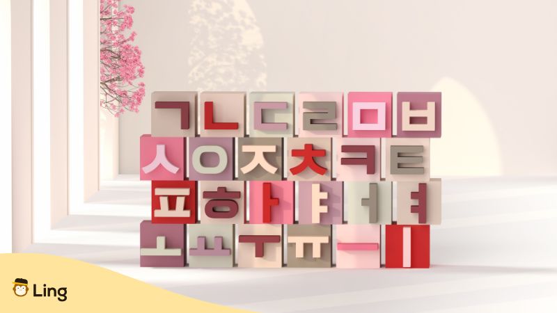 Hangeul Blocs De Couleurs Pastel Avec Les Caractères Coréens Inscrit Dessus