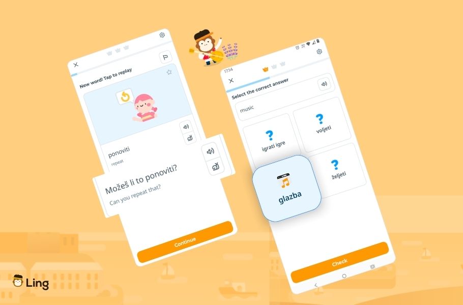 Screenshots Of The Ling App's Croatian Language Course